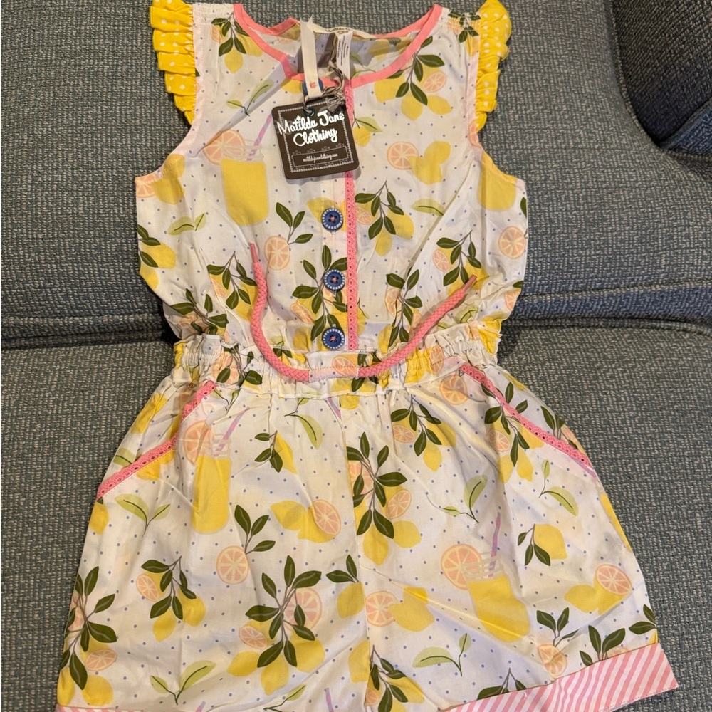 Matilda Jane Lemon Print Top with Yellow Accents